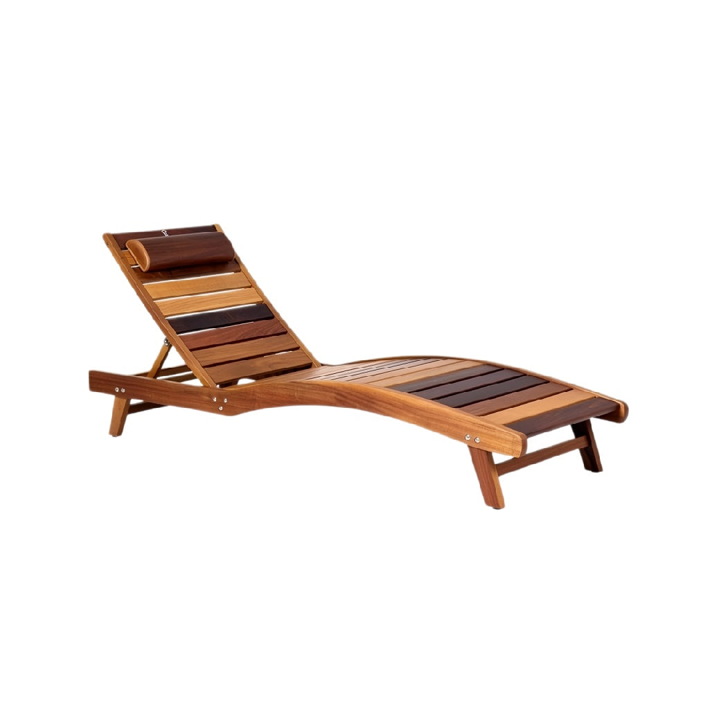 **Technische titel in het Nederlands: Elegante houten ligstoel met verstelbare rugleuning**