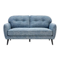 **Moderne bank van blauw textiel met kussens**