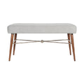 **Moderne poef met stoffen bekleding en houten poten**