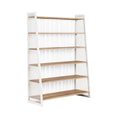 **Technische Titel in het Nederlands: Moderne boekenplank met houten planken en metalen frame**