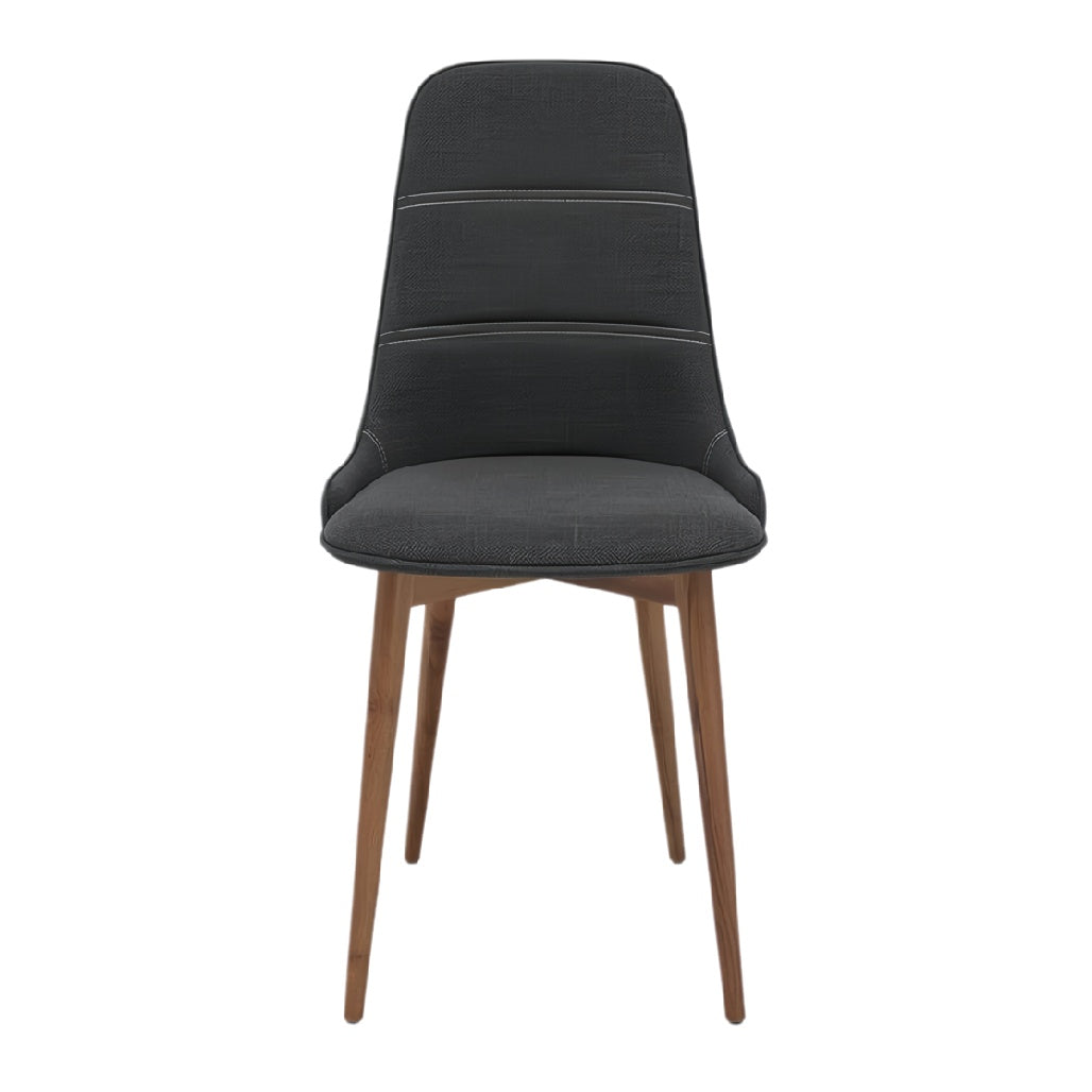 Titel: **Moderne zwarte eetstoel met houten poten**