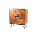 **Technische titel in het Nederlands:** **Moderne houten ladekast met metalen poten en chevronpatroon**