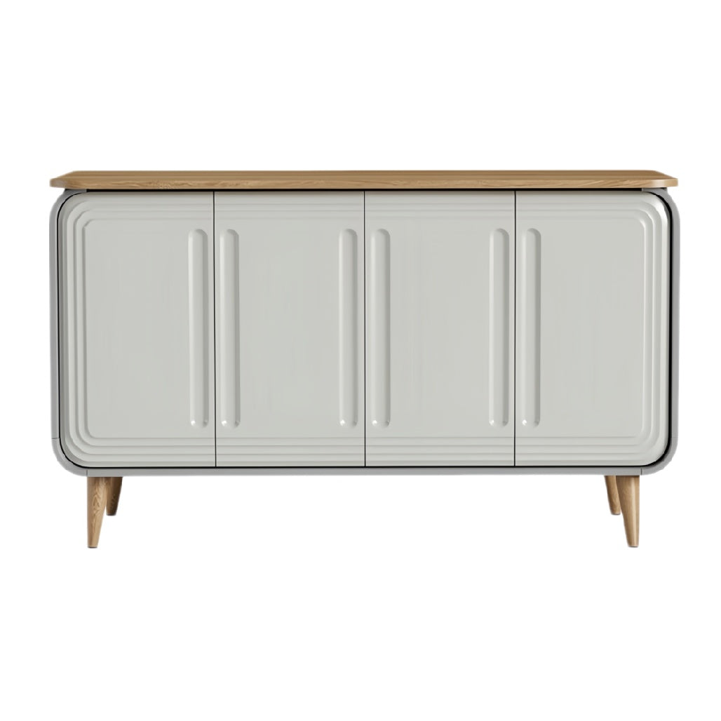 **Technische titel in het Nederlands: Moderne dressoirkast met houten bovenblad en strakke lijnen**